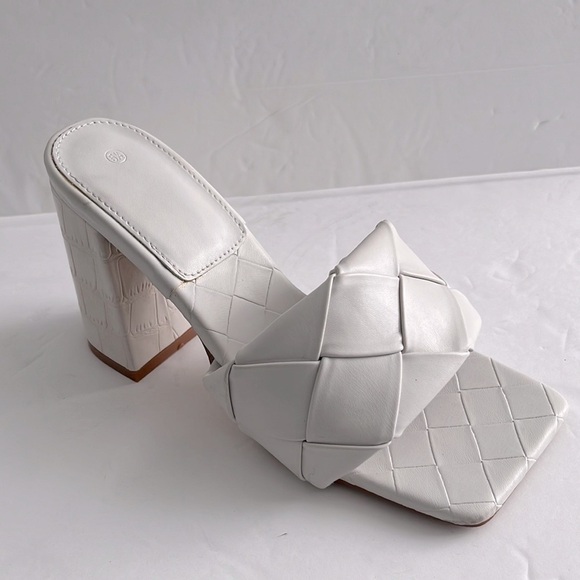 Women Braided Block Heel Sandals Square Open Toe Woven Strap Slipper Size 5.5 - Picture 4 of 10